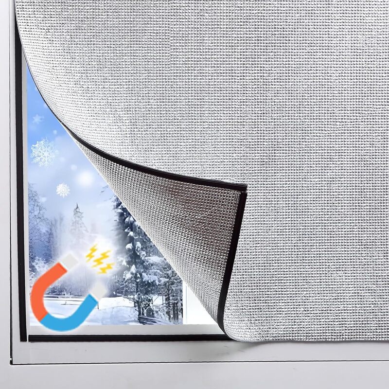 Window sunshade net for sun protection and heat insulation, no-drill magnetic UV-blocking aluminum foil film blackout curtain for bedroom Window sunshade net for sun protection and heat insulation, no-drill magnetic UV-blocking aluminum foil film blackout curtain for bedroom