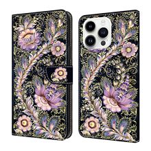 适用iPhone 16E 水晶料皮套钱包款新款彩绘手机保护套苹果16pro