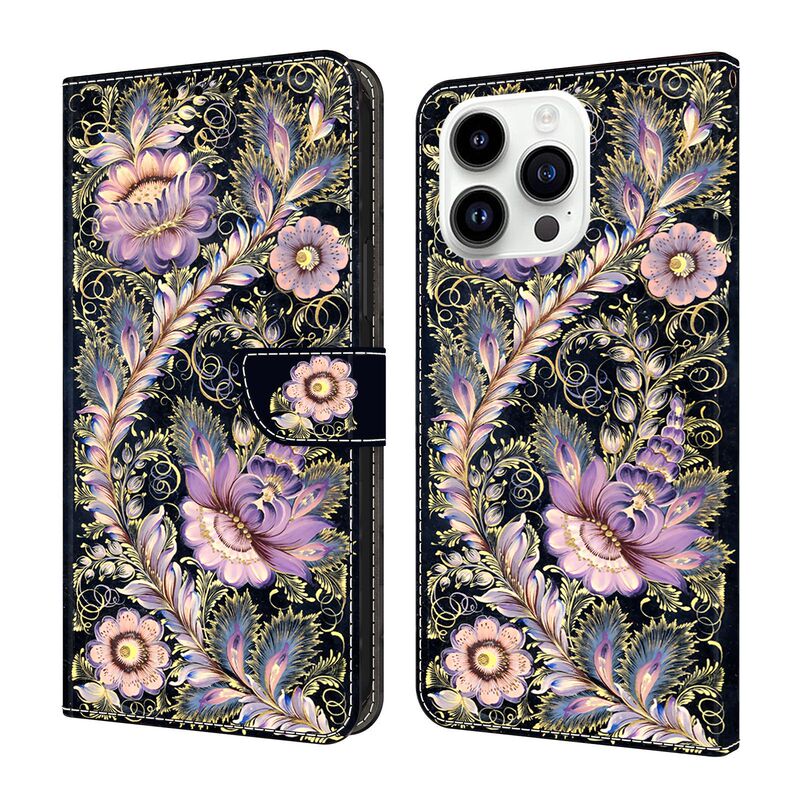 Suitable for iPhone 16E Crystal Leather Case Wallet Style New Painted Mobile Phone Protective Case Apple 16Pro