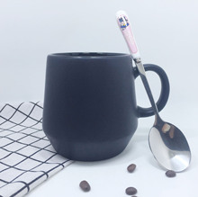 创意哑光质感黑杯 磨砂色釉杯 简约情侣陶瓷杯 礼品马克杯定制