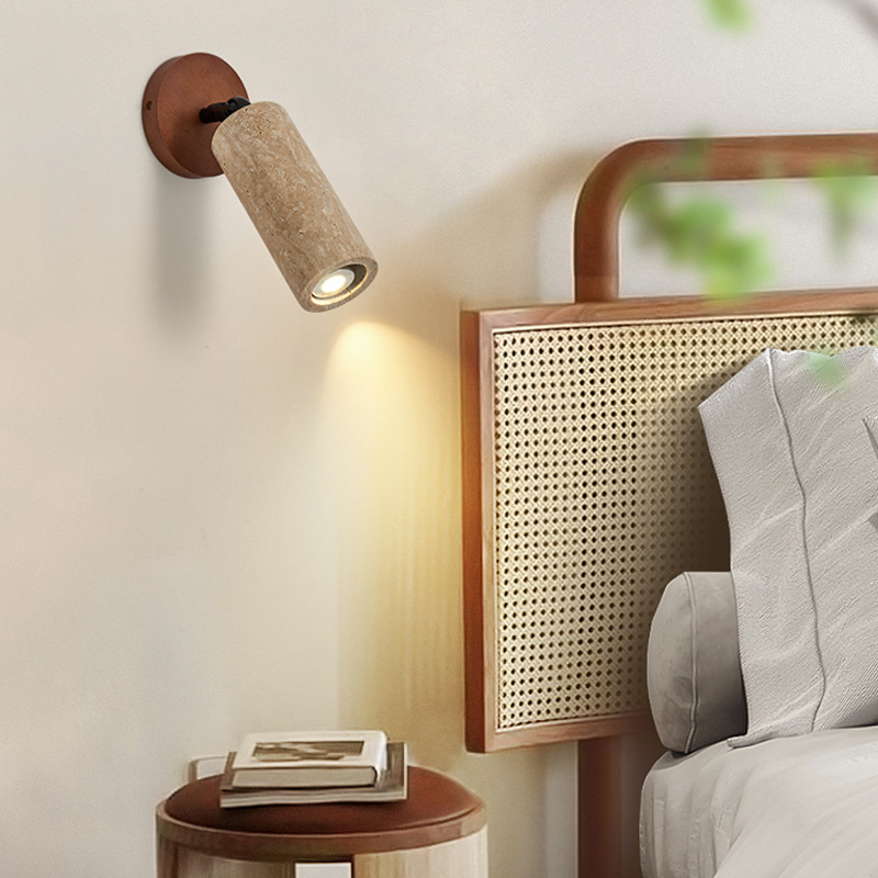 Spotlight sala de estar doméstica sin lámpara principal, viento silencioso, piedra de cueva amarilla, pasillo, lámpara de techo, lámpara de cabeza de cama