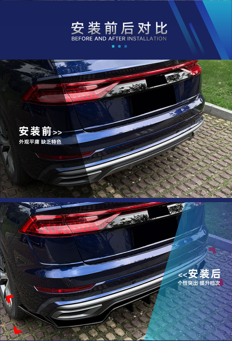 Suitable for Audi Q8 4M Sline 2019-2023 rear lip diffuser spoiler corner modification parts