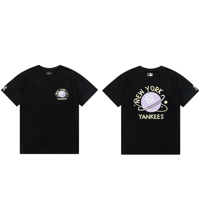 クロスボーダーMLB新ロゴ刺繍ファッション半袖フルプリントルーズTシャツ男性と女性用、ドロップシッピング|undefined