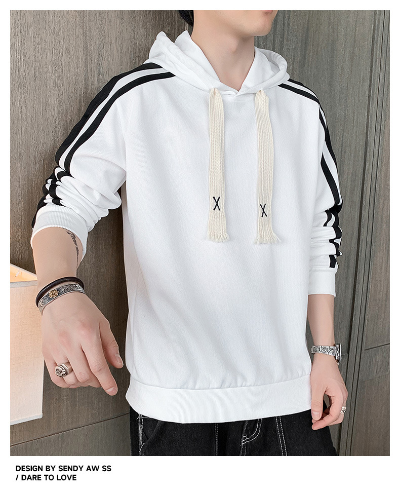 Men's Spring and Autumn 2023 new casual versatile solid color youth trend long sleeved T-shirt hooded men's hoodie_voghion.com
