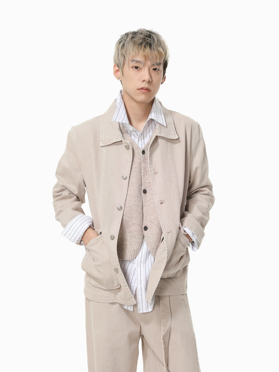 MTLCLOTHES Hombres| Retro hacer viejos altos sentidos algodón herramienta conjunto vaquero