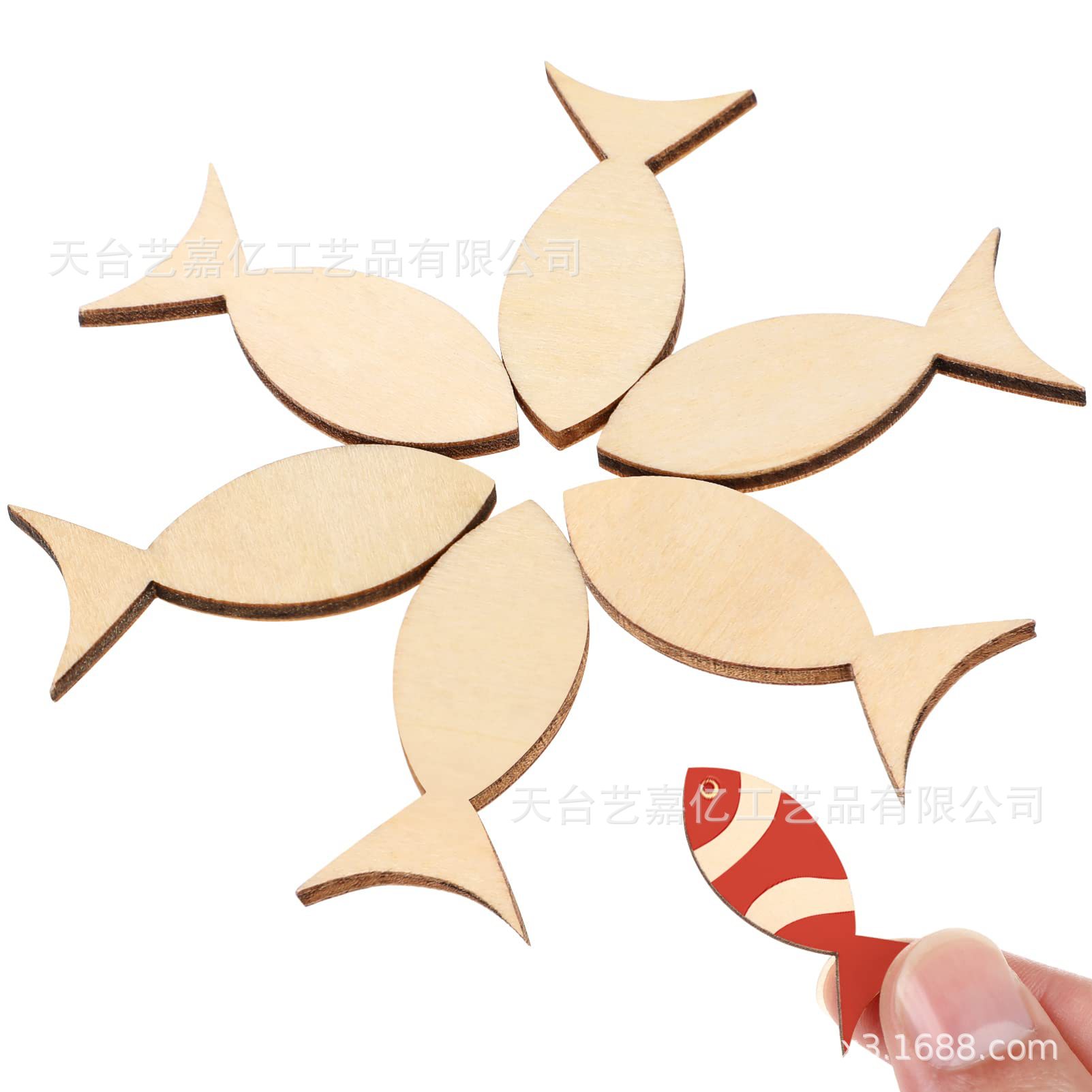 空白木制鱼DIY工艺手工用木鱼，鱼形模型木片用于DIY工艺艺术项目