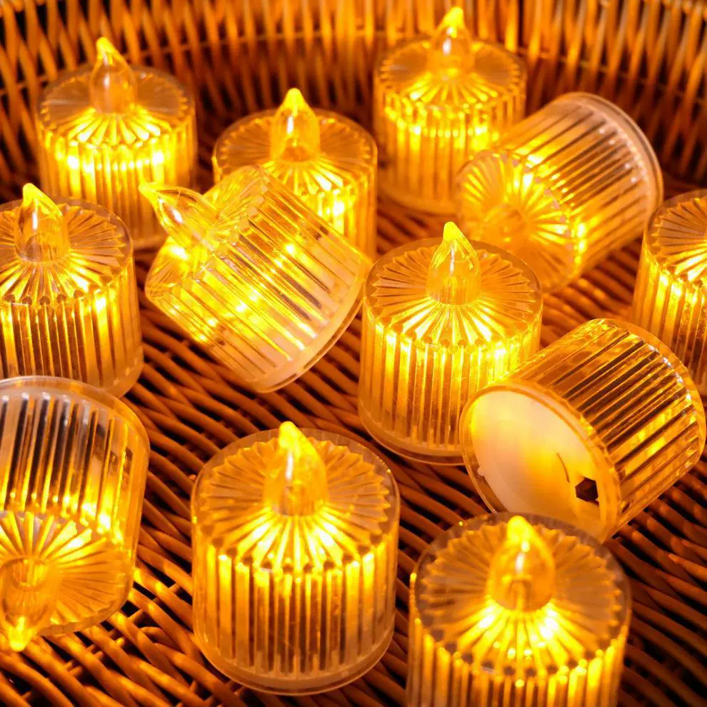 12 шт. в упаковке прозрачные кристальные мини-свечи LED-огни для рождественской decor