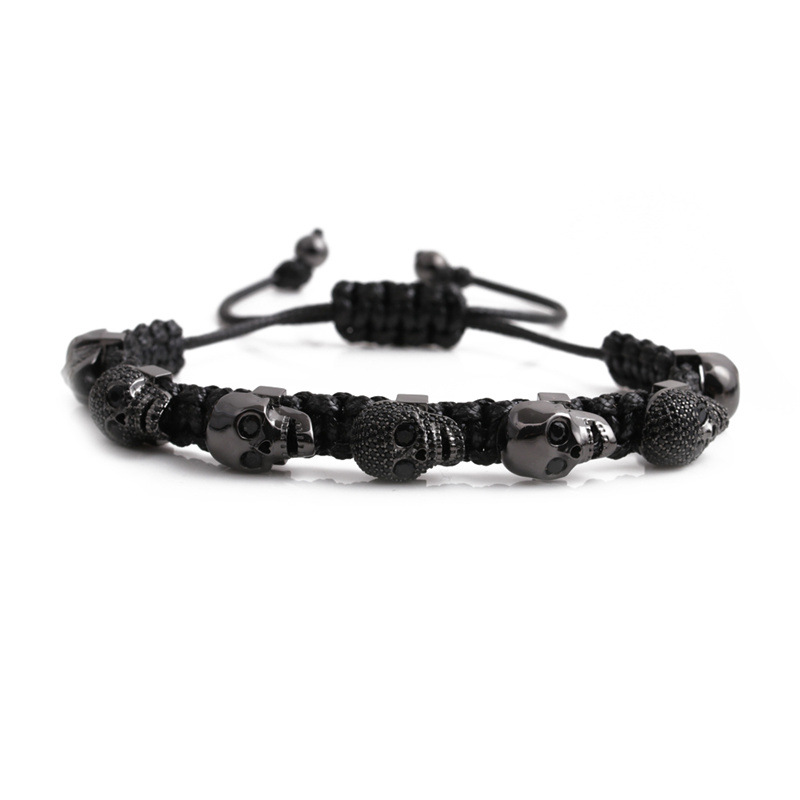 47g Weight Bracelets Classification Housewarming, Anniversary, Business, Wedding, Travel, Birthday, Festival Occasion Copper Material Skull Pattern Unisex Gender Fashion Style Green Color Fashion Skull Adjustable Copper Inlaid Zircon Bracelet 1