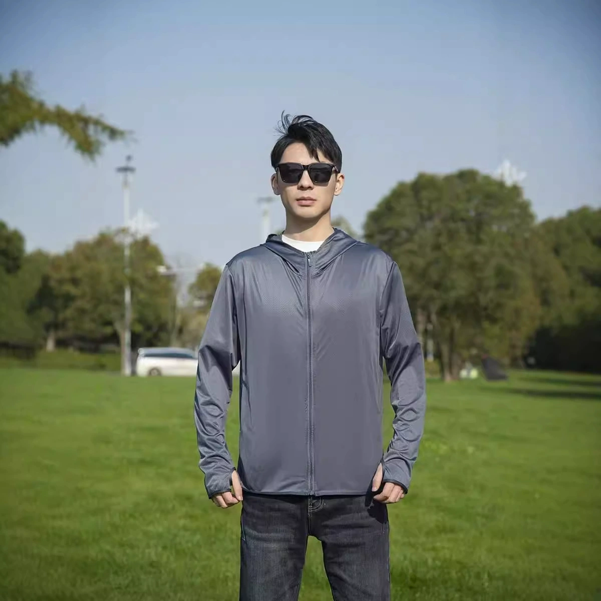 Мужская одежда из ледяного шелка без УФ-защиты, новый летний стиль, дышащая солнцезащитная куртка для рыбалки, с возможностью нанесения логотипа на заказ