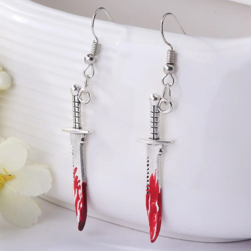 1 Pair Quantity 1 Pair Halloween Hip-Hop Retro Geometric Axe Skull Plating Alloy Drop Earrings