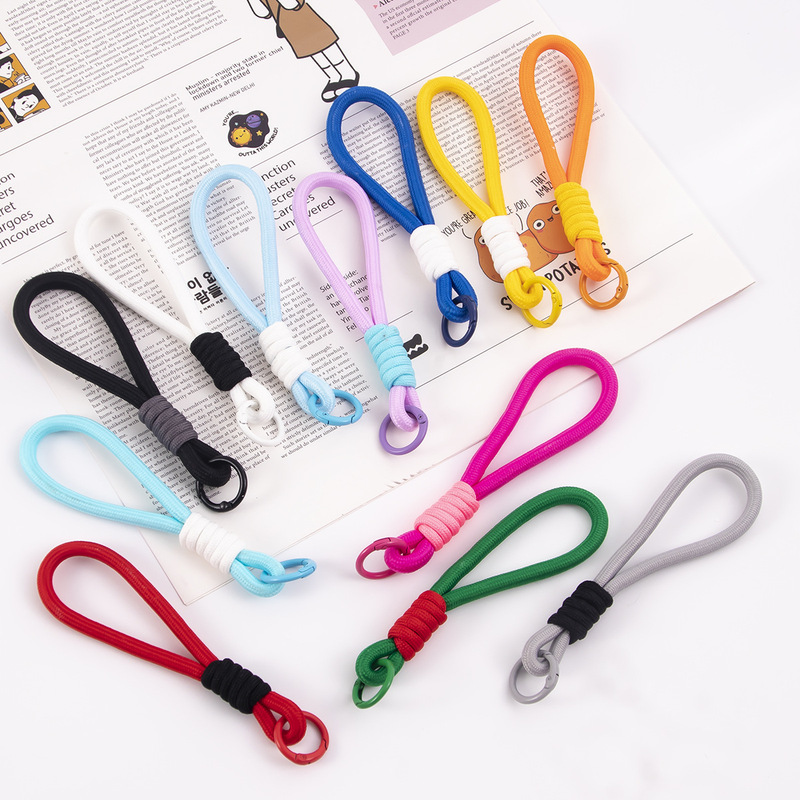 Mobile Phone Lanyard, Hand-Woven Rope, Short Color Matching Anti-Lost Rope, Key Pendant, Water Kettle Speaker Rope