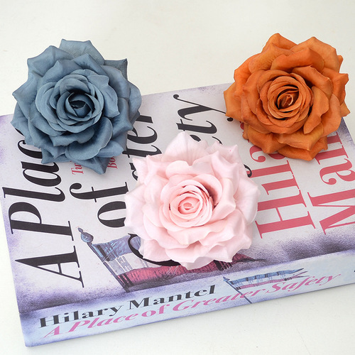 Artificial flowers, vintage rose, bookshelf desk, office, minimalist, floral arrangement, European diamond rose, head decoration