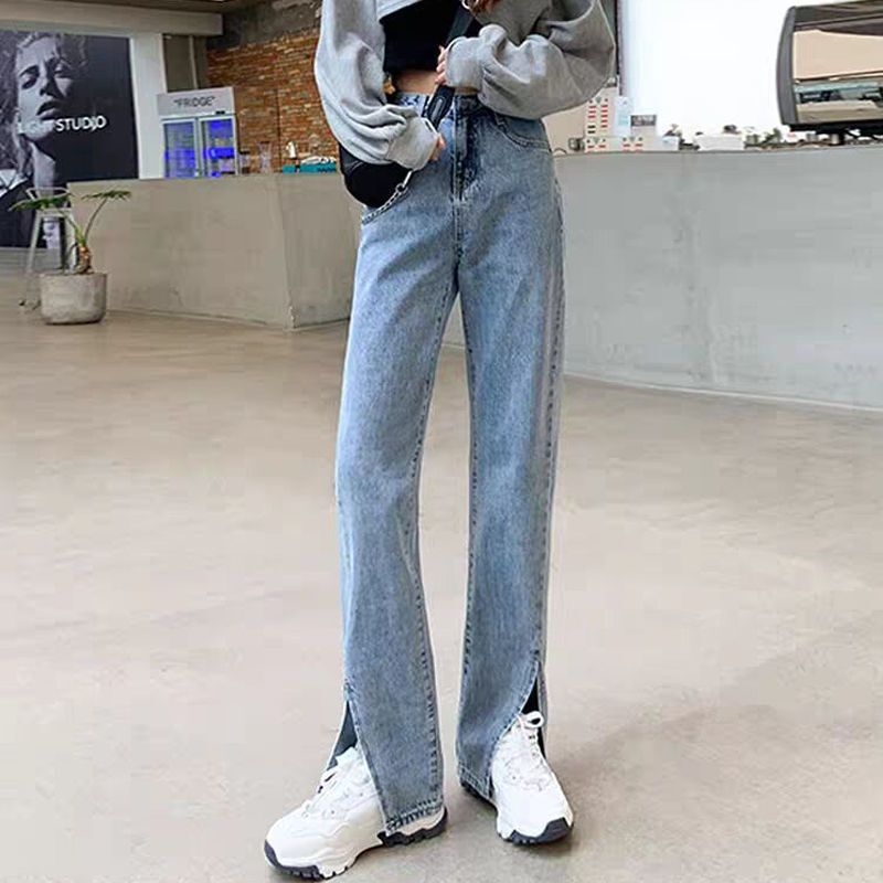 High-Waisted Wide-Leg Jeans for Women with Slits, 2025 New Style, Petite, Floor-Length, Slimming, Slight Flare Pants High-Waisted Wide-Leg Jeans for Women with Slits, 2025 New Style, Petite, Floor-Length, Slimming, Slight Flare Pants