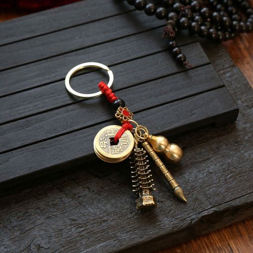 Golden List Name National Style Scholar's Exam Gift Wenchang Pen Copper Wenchang Pagoda Keychain Pendant Wholesale