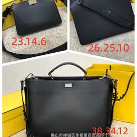 F迪peekaboo手提荔枝纹真皮小怪兽公文包单肩挎包高品质图片实拍