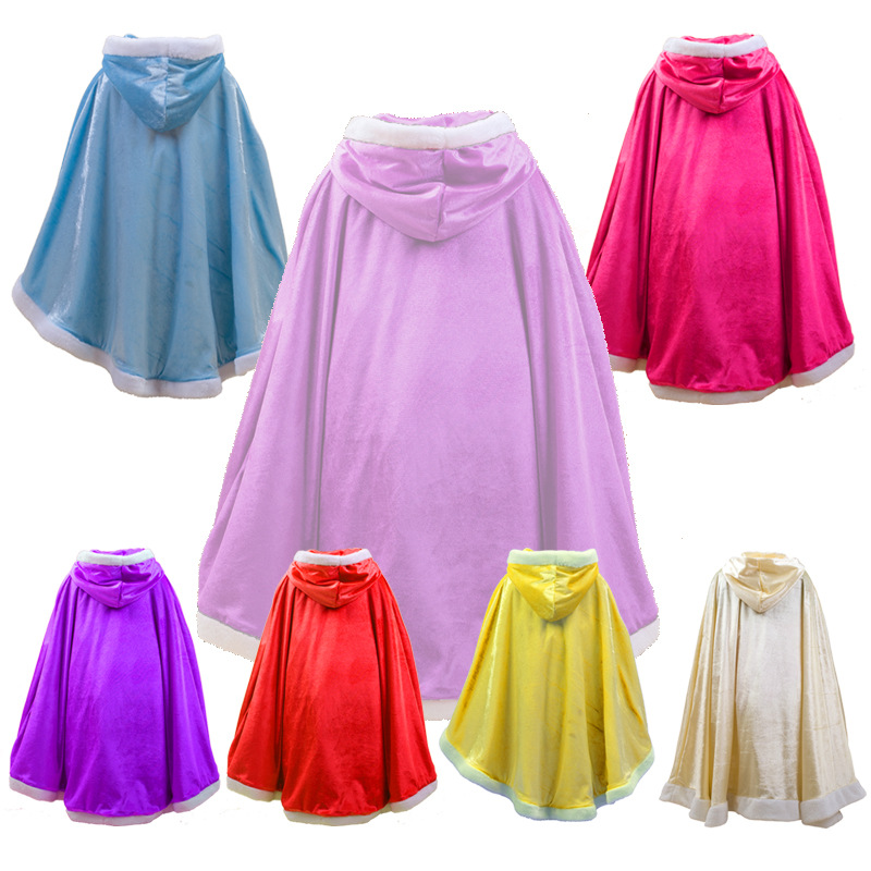Halloween Frozen Shawl Girls Solid Color Performance Costume Cloak June 1 Children's Day Performance Cloak Warm Clothing