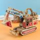 Wood excavator road engineering vehicle desktop model decoration stall hot sale children's toy car excavator wholesale