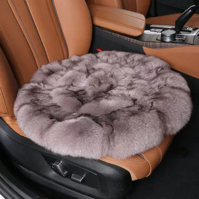 Seat cushion, seat cover winter cushion short plush - gray-round-version-cushion