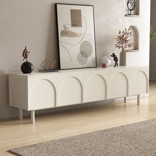 French High-grade Cream Style Side Cabinet Nordic Style Floor Cabinet Simple Living Room TV Cabinet Small Apartment Multi-function Storage