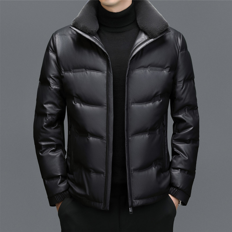 Plus Size Men's Casual Goatskin down Jacket Warm and Thickeneded Genuine Leather Jacket Men's Jacket Daddy down Jacket Plus Size Men's Casual Goatskin down Jacket Warm and Thickeneded Genuine Leather Jacket Men's Jacket Daddy down Jacket