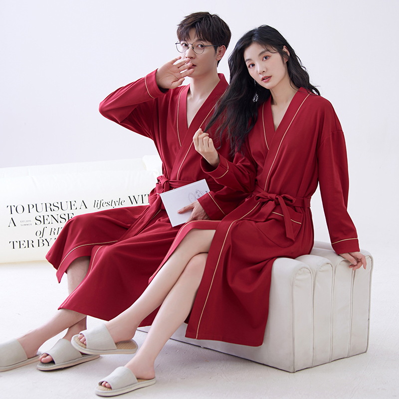 Nightgown Women's Winter Bathrobe Autumn and Winter 2025 New Pure Cotton Pajamas Women's Spring and Autumn Dressing Gown Bride High-End