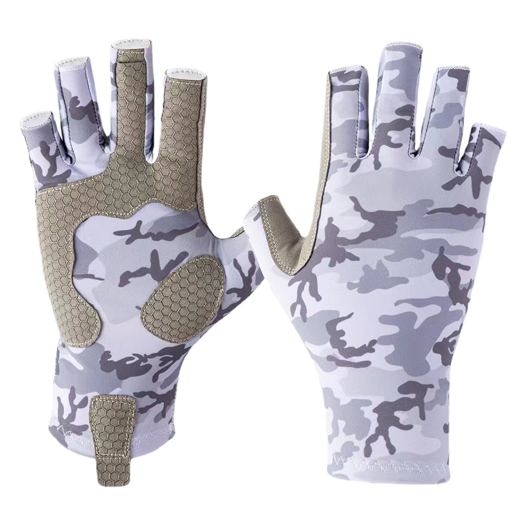 Upf50 + Fishing Gloves Anti-Uv Anti-Slip Gloves Sun Protection Half Finger Outdoor Sea Fishing Sports Gloves Rwwr