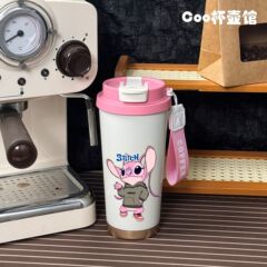 漫画風魔法瓶カップ、シンプルな質感、持ち運びに便利な女の子用蓋付き大容量韓国風日本製カップイン大容量