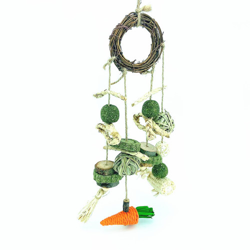 Parrot toy hamster chewing toy rabbit molar string small pet toy bird toy wooden rattan chewing toy