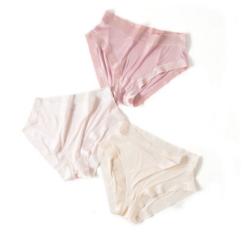 Knitted silk underwear for women, comfortable and breathable 100 mulberry silk large size seamless heavy mid-waist briefs