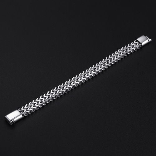  New Arrival: Stylish European and American Men's Square Chain, Exquisite Stainless Steel, Minimalist Design with Magnetic Clasp, Hip-Hop Style Titanium Steel Bracelet