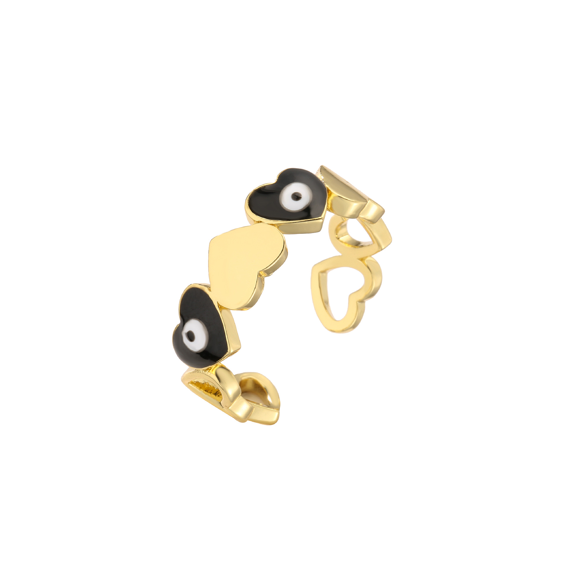 Fashion Devilu0027S Eye Heart Shape Copper Open Ring Plating Copper Rings
