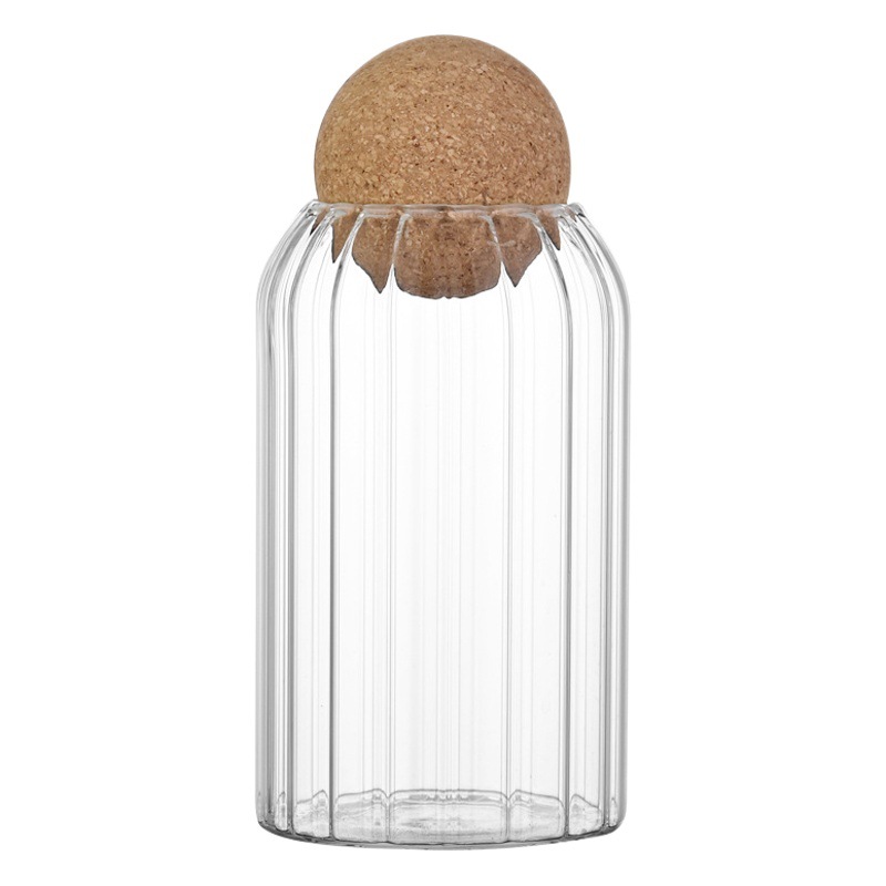 Bola de corcho tarro de vidrio sellado tarro de cocina transparente botella de almacenamiento tarro granos tarro de café tarro de almacenamiento del hogar