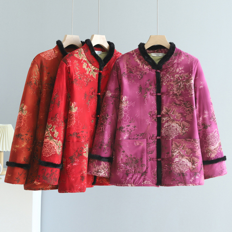 04120142新中式中老年妈妈装国风盘扣棉衣2024冬季新款保暖显瘦唐