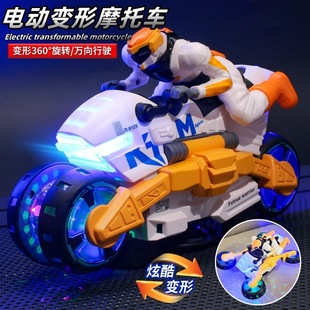 Electric Stunt Warrior Motorcycle Rotating Transformation Cool Light Music Universal Driving Children's Motorcycle Toy