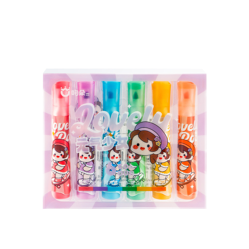 Yuanqi Chick Star Flash Pen Single Head Highlight Pen de gran capacidad para estudiantes clave de marca de bolígrafo flash