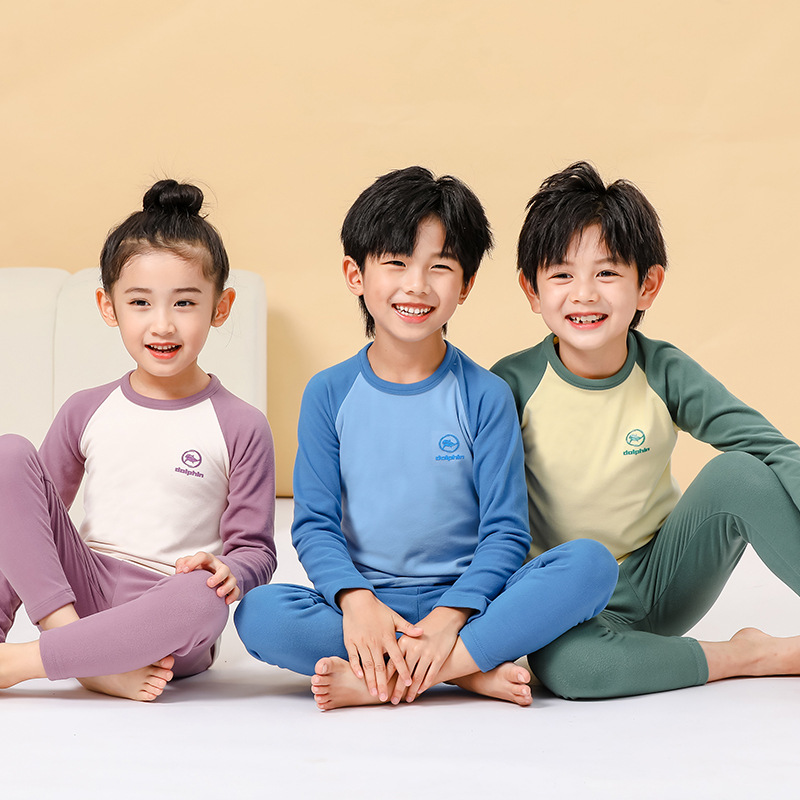 Autumn and winter thermal underwear set double-sided sanding ginger velvet home clothing parent-child Pajamas Soft elastic boneless New