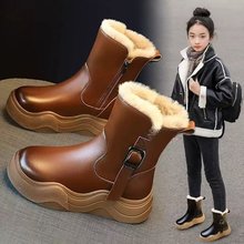 2024新款雪地靴儿童靴子加绒加厚中大童棉鞋女童冬靴冬季防水棉靴