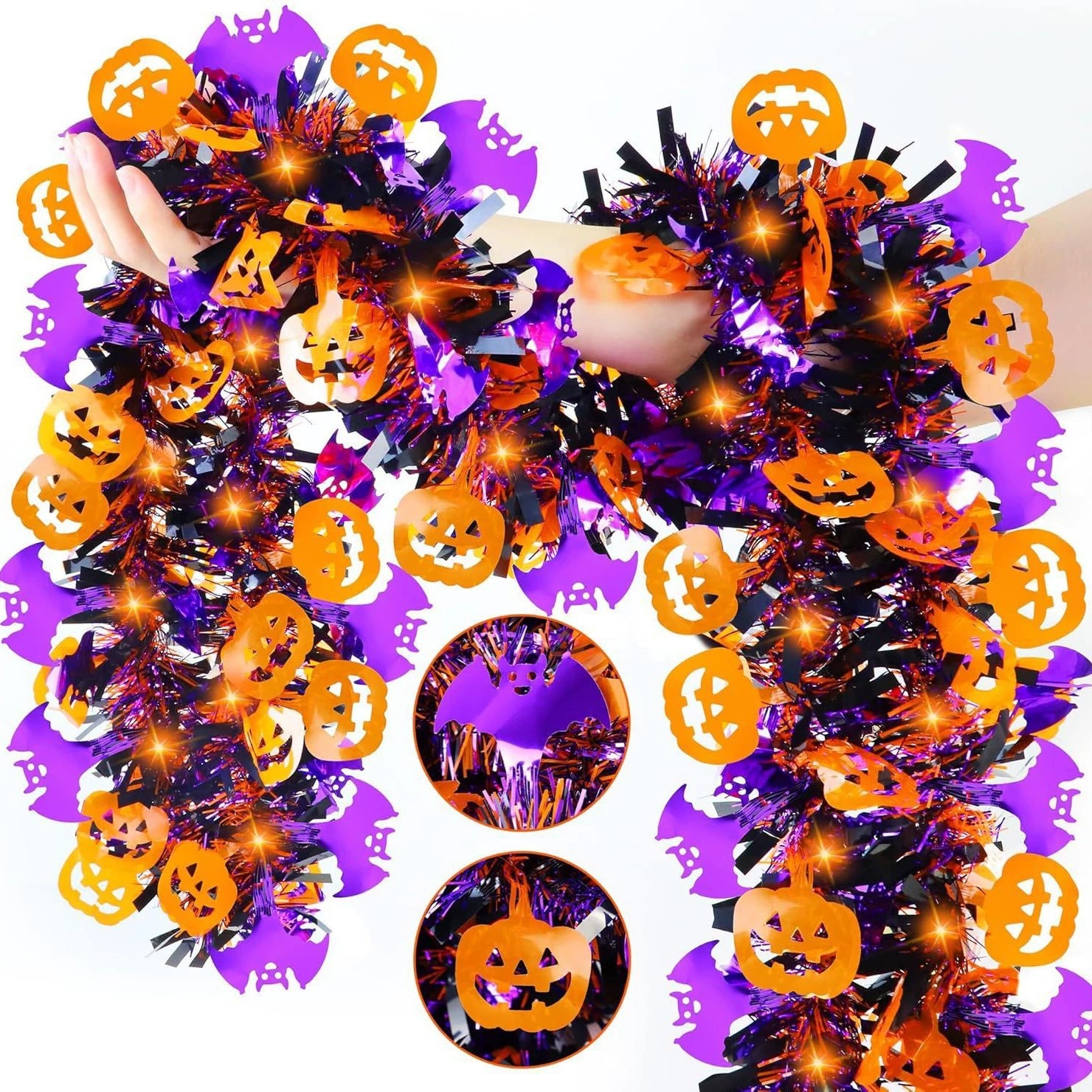 Transfronterizo Amazon Halloween decoración de murciélagos calabazas fiestas de banda de lana de 2 metros de cifrado