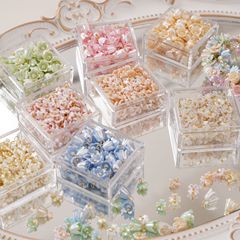 亚克力仿珍珠四瓣花散珠铃兰花串珠项链手工diy挂件饰品配件材料