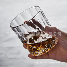 新款威士忌玻璃杯 加厚钻石杯酒吧KTV家用啤酒杯洋酒杯创意竖纹杯