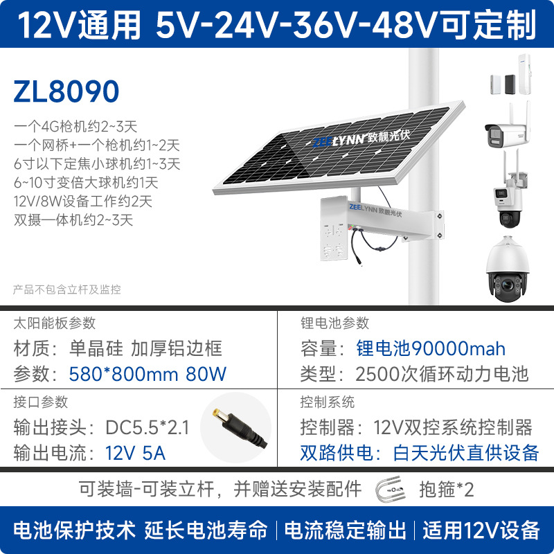 Single crystal 80W-90AH-12V-288WH 4-6 inch ball machine