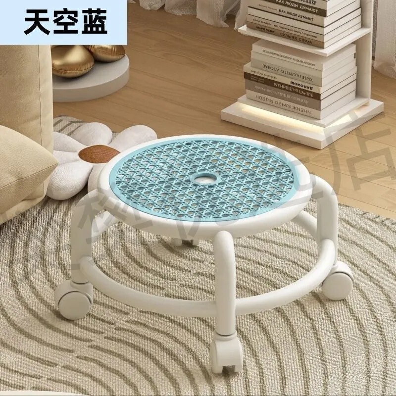 万向轮小凳子滑轮矮凳移动家用小板凳坐凳带轮子小圆凳带娃神器|undefined