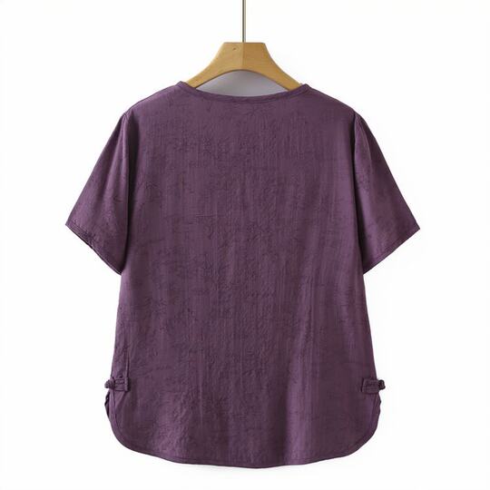 Mom Summer suit Short-sleeved Cotton and Linen Top Western Style New Middle-aged and Elderly Women's Summer Printed Loose Two-piece Thin Set