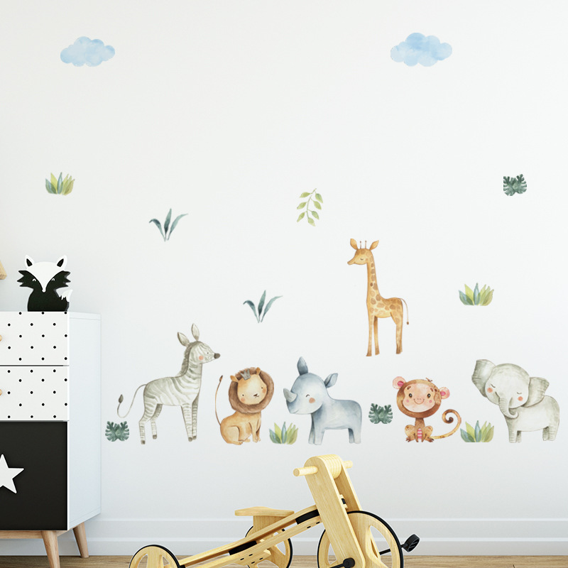 Animal elephant giraffe skirting line children's room wall stickers living room bedroom decoration self-adhesive stickers C69