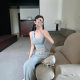 U-neck Vest Women's Summer Tight Short Sleeveless Top Irregular Exhibided Long Dress Beautiful Small Suit