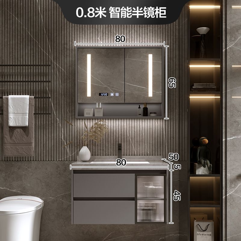 Placa de roca sin fisuras cuenca integrada inteligente gabinete de baño combinación de baño tabla de lavado lavabo