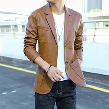 902春秋西装皮衣新款国潮夹克复古街头外套男士冬季拉链帅气商务