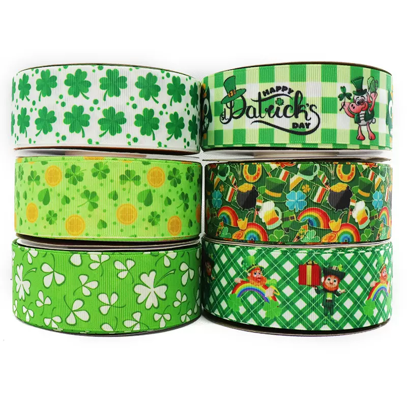 25年欧洲跨境新款节日装饰织带四叶草礼盒包装缎带节日氛围