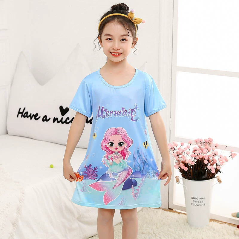 pajama sets cheap Kids Girls Princess Summer Night Dress Children Pajamas Sleeing Dress For Teens Girl Cartoon Mermaid Nightgowns Baby Sleepwear pajama sets cheap