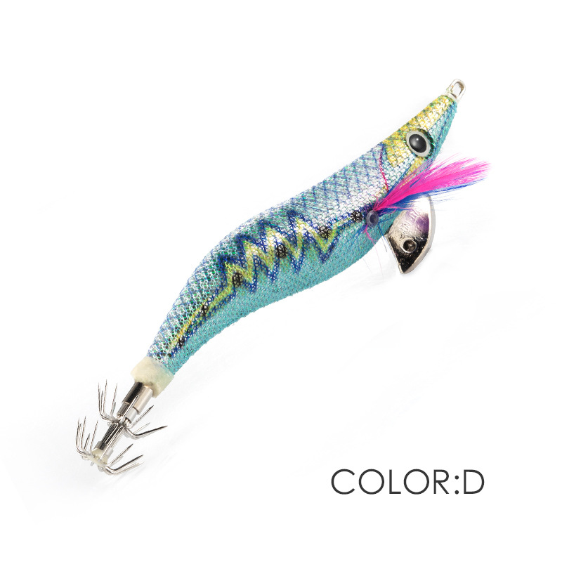 LT130818 Luya madera Camarón luminoso falso cebo rayo patrón 3D simulación ojo pulpo cebo